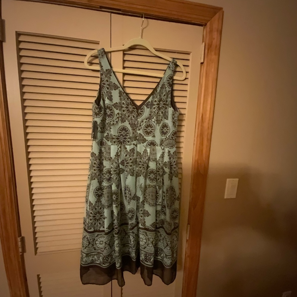 R & M Richards Dress Size 14 Mint and Brown NWD